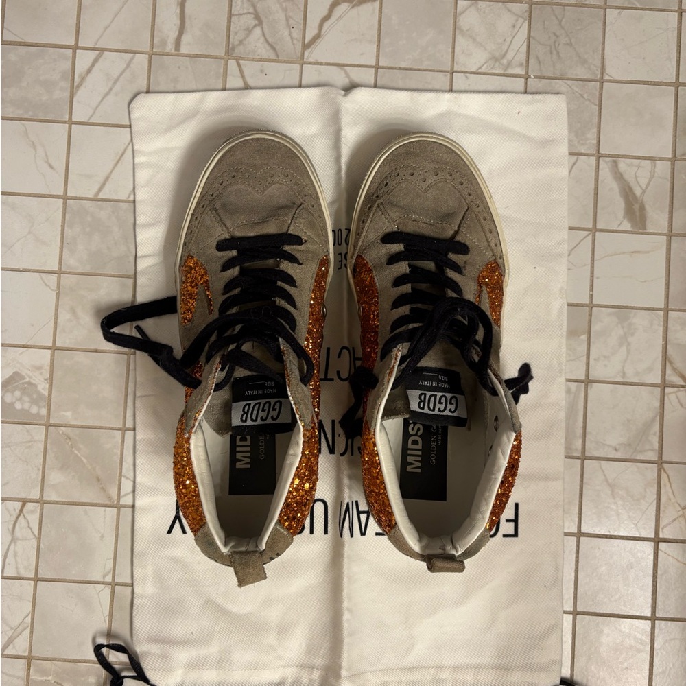 Golden Goose Orange Glitter Midstars - Picture 12 of 12